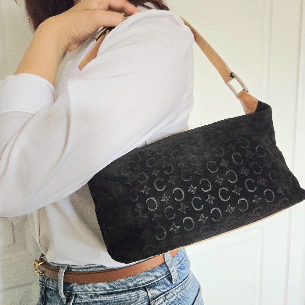 Authentic CELINE Rare Suede Vintage Macadam Bag Clutch Pochette Wallet Purse‎ - Picture 5 of 16